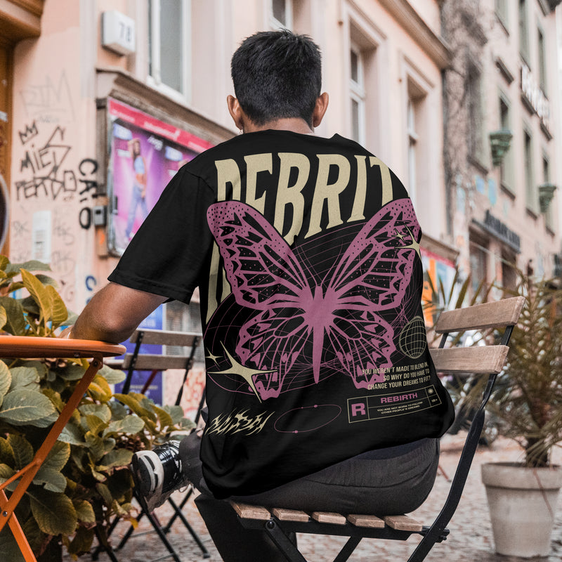 BUTTERFLY OVERSIZE TEE - BRIGHT BLACK